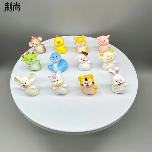 
Creative tilted head zodiac DIY decoration accessories mini desktop small ornaments children toy model gifts 12 cute zodiac signs set