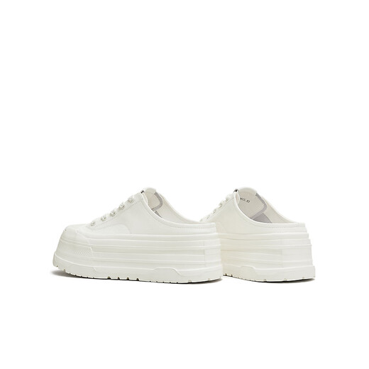 Tianmeiyi Canvas Schuhe lässige Schnüre-up-vielseitige Dick-Soled-Sneakers Damenschuhe 2025 Herbst neuer Stil Weiß 34