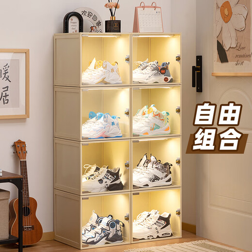 Trojan Shoe Box Shoe Storage Box Artifact Transparent Acrylic Shoe Cabinet Home Doorway for Sneakers to Save Space Simple Shoe Rack Free Stacking High Definition Transparent Door-Black (Deepened Width 35cm)