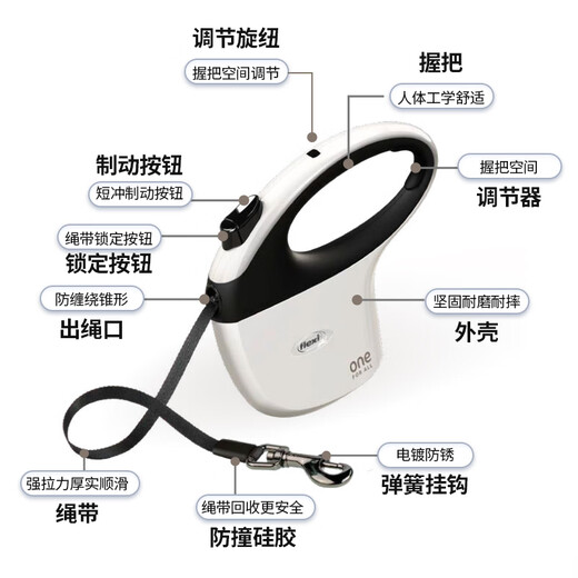 Flexi Flexi Flagship Store German original imported Xixin one series dog automatic traction rope dog walking rope 5 meters 30KG