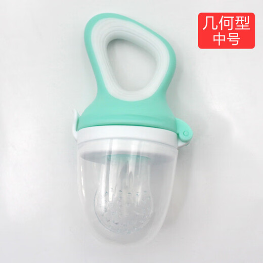 Baby bite bag fruit and vegetable bag baby pacifier food supplement baby food bite bag fruit and vegetable bag green geometric fruit and vegetable bag + medium mesh bag 1 pack