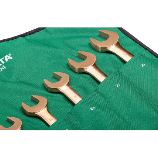 Shida fully polished double open-end wrench dual-purpose wrench set high-neck double plum blossom auto repair tool set 9-piece beryllium bronze explosion-proof dual-purpose wrench set 31304