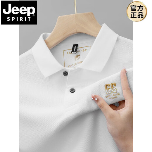 Jeep Spirit Summer New Pure Pure Cotton Herren Kurzärärmelte Polo-Hemd High-End-Stick-Rever-T-Shirt großer, vielseitiger, halbärmeliger Männerkleidung 6626 Black M 48 [Empfohlen 100-125 Jin [Jin gleich 0,5 kg]]