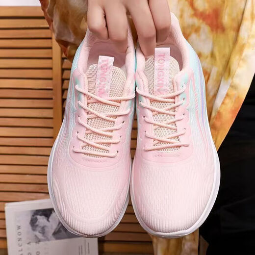 
Breathable women's shoes 2025 new sports shoes mesh soft sole casual shock absorption gradient lightweight running student 983[pink] 38