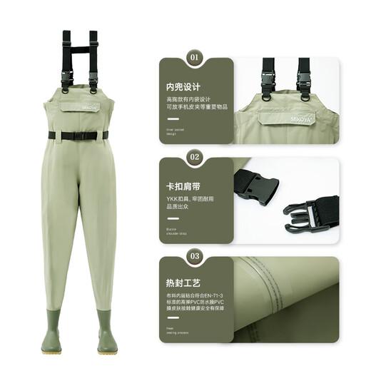 SEKOYA wading pants Luya ultra-light wear-resistant waterproof waders stream fishing and sea wear outdoor full-body rain pants 5025_black_rubber sole L_shoe size 42