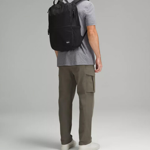 lululemon露露乐蒙Double-Zip22L双拉链百搭通勤再生聚酯纤维双肩包男女同 黑色