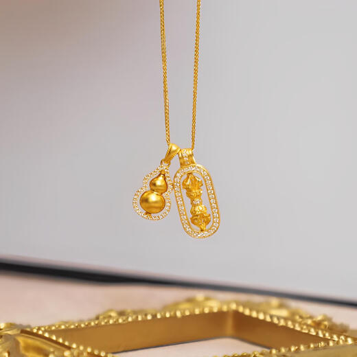 Li Biao inherited gold-coated silver new Chinese style Pixiu Vajra Pendant Wei Xue's same style moissanite diamond and magic pestle stacked clavicle chain Pixiu Vajra Pendant gold approx. 0.4 free zodiac sign