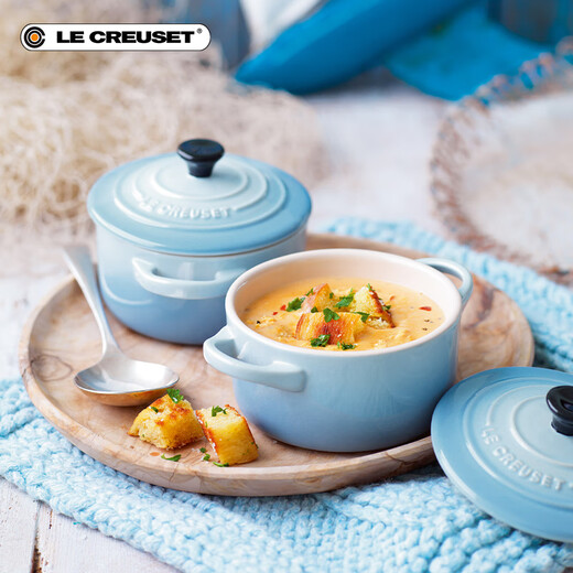 Le Creuset French round baking pot cake dessert baked rice steam bowl soup pot household round pot-shaped baking pot round pot-shaped baking pot taro purple