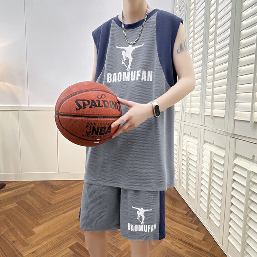 
Aoji summer student basketball uniform suit for youth sports vest shorts trend 6636 blue (vamp + shorts) L 90-110Jin [Jin equals 0.5 kg]