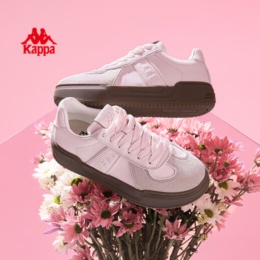 KAPPA women's shoes thick soles German training shoes for women 2025 autumn new pink versatile board shoes for women casual sneakers for women milk tea powder single layer 36 (225mm)
