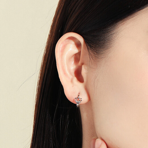 Wanfulong Platinum 950 Crown Earrings Fashion Boutique Platinum Earrings Earrings 2025 New Style Birthday Gift for Girlfriend Platinum PT950 Crown Earrings 2.69g
