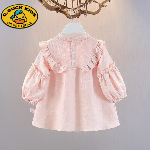 G.duck girls autumn dress 2026 new one-year-old baby dress children's Hanfu Chinese style princess dress spring and autumn pink 90 cm