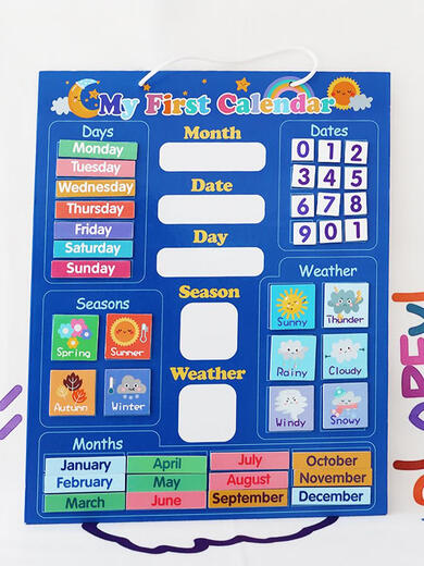 Kinderwetter -Kognitionsbrett Mein kleines Kalender Board Magnetic English Lernwand Diagramm Wochenmonat Unterrichtshilft Word Yellow English Magnetic Wall Diagramm 48 Zubehör