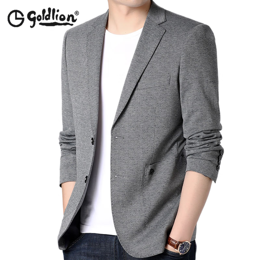 Jinlilai Casual Suit Casual's New Style Single Version Single Coreano Western Corea-Slim Fino Jaqueta delgada Tendencia Insignia Oficial 8076 Gray L 175