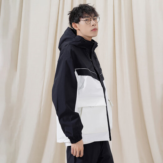 NEW BALANCELogo printed color-blocking hooded casual long-sleeved jacket jacket for men and women black black M