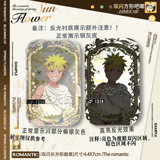 Mutong Bear Naruto Peripheral Badge Shinya Ancient Greek Linkage Haruno Sakura Sasuke Hinata Naruto Anime Double Flash Hinata S3892 Plain Laser-44x70mm Badge