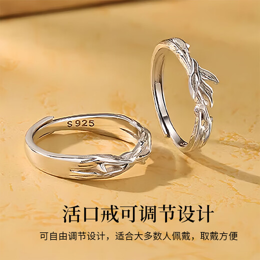 China Gold S925 Silver Eucalyptus globulus has met the Locust Bird Couple Ring Men and Women Rings Wedding Anniversary Gift for Girlfriend Classic Red Gift Box *Shipment from Bakura* Same time/Next Day Delivery Eucalyptus Globulus has met the Locust Bird Couple Ring - Couple Style