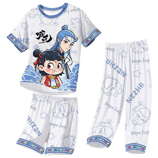 Balabala children's pajamas little boy modal thin summer boy big children three-piece set home clothes Nezha 2025 new model 1M--ST-12353 170 20 sizes (155-160)cm