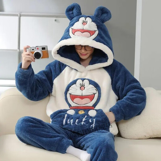 Pwehtm Zuosu Bekleidungsgeschäft Korallen Pyjamas Winter Herbst und Winter verdickter Flanell warmes Cartoon Home Kleidungsstück 9902* Kapuzenset m klein [80-90jin [Jin entspricht 0,5 kg]]