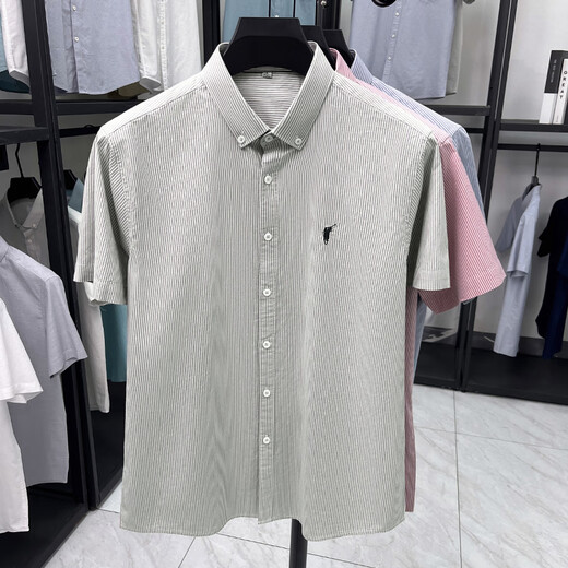 
Vintage car long velvet cotton pure cotton summer new loose plaid short-sleeved shirt men's anti-wrinkle shirt trendy casual shirt thin AN15263 red M