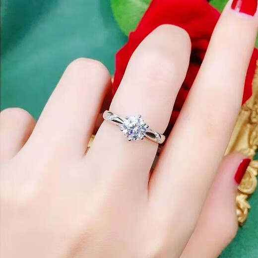 PT950 platinum ring for men and women 1-2 carat platinum ring diamond ring couple ring moissanite diamond ring for girlfriend 2.2g micro-set six prongs - imported diamond 50 points default live mouth