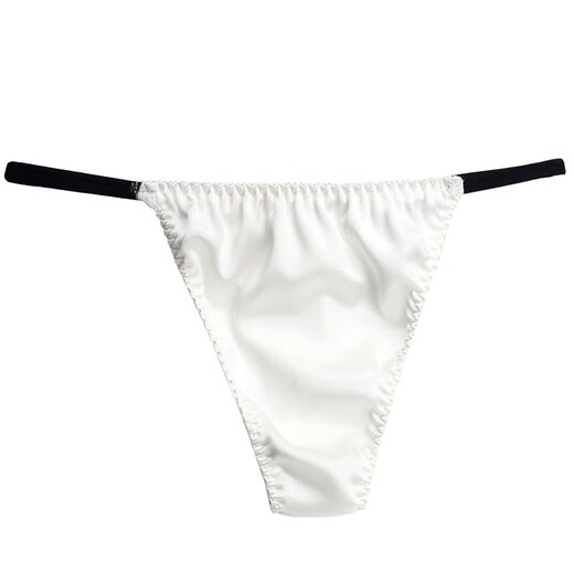 Silk low-waist men's underwear, personalized and trendy thong, mulberry silk stretch sexy double T-pants with U convex bag, silver gray L