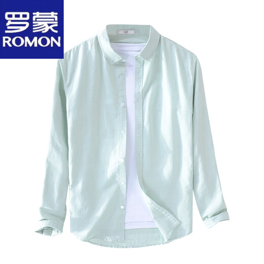 Lomon men's linen long-sleeved shirt Japanese casual loose tops youth spring and autumn comfortable breathable cotton and linen shirt jacket 9207 watermelon red M