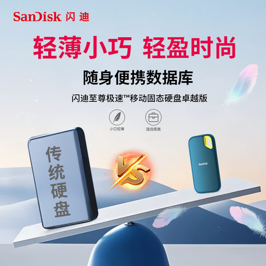 闪迪（SanDisk）Nvme移动固态硬盘（PSSD）E61松柏青SSD 读速1050MB/s 手机直连笔记本外接硬盘 E61至尊极速（卓越版|松柏青） 2TB | 赠硬盘包