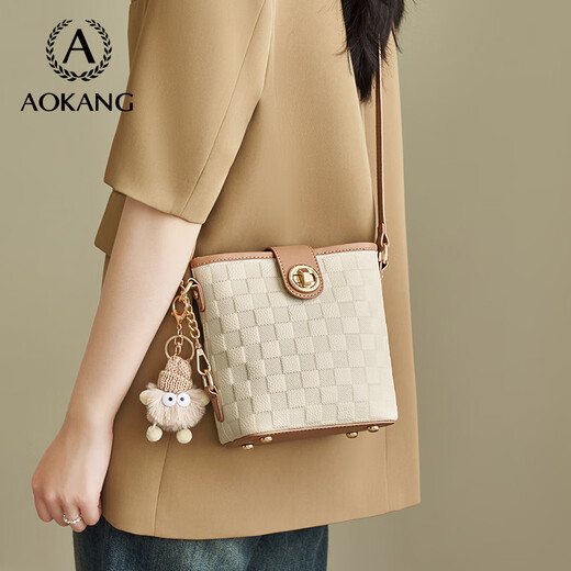 Aokang Bag Women's Women Bag Cowhide 2025 Новая модная сумка для ведра легкая роскошная сумка для плеча на плечо подарок на день рождения для подруги и жены