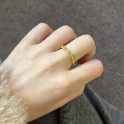 Luowei Baoge gold curly grass pattern couple rings, a pair of women's Bauhinia flower 999 pure gold 520 Valentine's Day gift for girlfriend, Bauhinia flower ring No. 19 ring about 1.2g