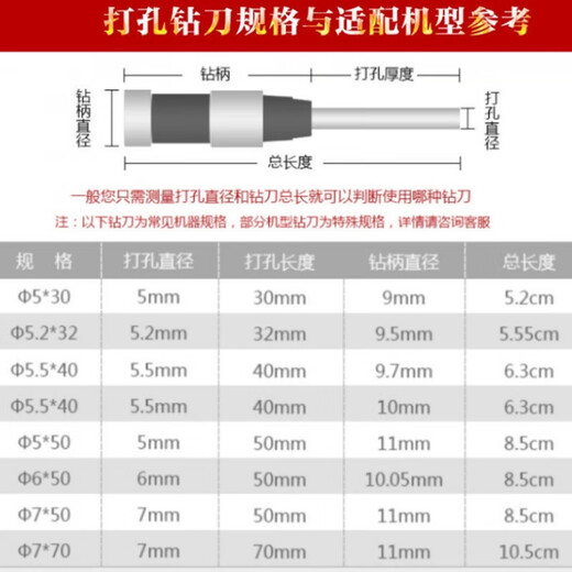 
Qinkai suitable for Deli 3846 drilling drill bit 3888 binding machine hollow drill knife 38753876A14667 knife needle [steel] 5*300mm