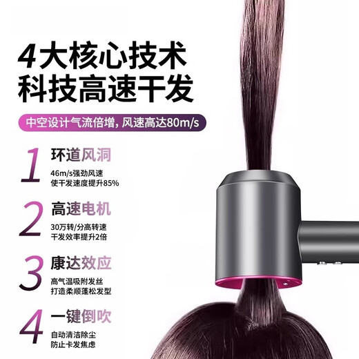 Xiaomi Baby Series Leafless High-Speed Hair Dryer National 3C Certification丨4.5 Billion Negative Ions for Hair Care Household Electric Dryer Quiet and Quick-Drying High Power Hair Care Gift Gray 4.5 Billion Moisturizing Negative Ions Single Nozzle - Nourishing Hair Care 2025 New Top Version 1.8 Meter Cable Long Gift Box