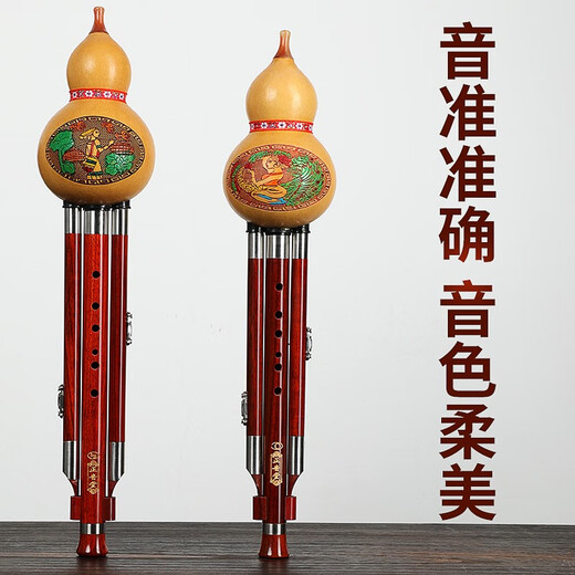 正音堂葫芦丝云南乐器成人专业演奏双调红木管浮雕三音款儿童初学 专业演奏红木管大G调