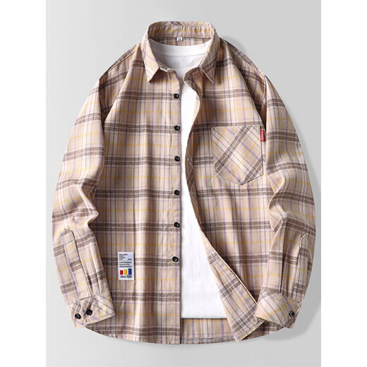 A21FUNB Camisa de manga larga a cuadros 2025 Spring and Summer New Men's Tendy Camiseta informal suelta Chaqueta de protección Sun Men 9902 Verde M [recomendado 90-110Jin [Jin equivale a 0.5 kg]]]