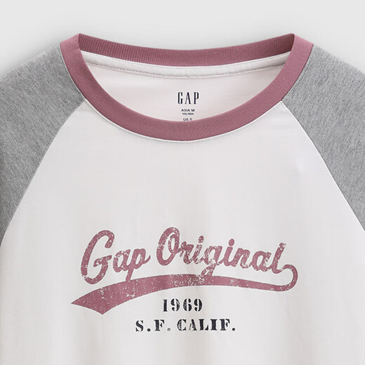 Gap Women's 2025 Autumn New Cotton Washed Offset Logo Loose Long-Sleeved Casual Top 792651