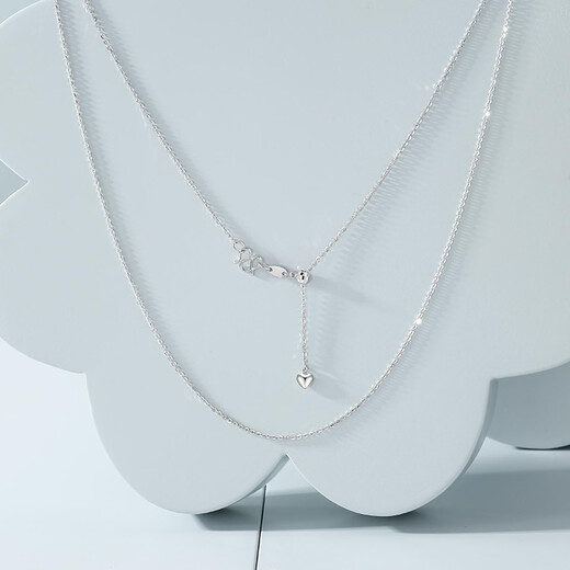 Chao Acer Shimmer PT950 Platinum Necklace Women's Plain Chain for Girlfriend Birthday Gift Priced at RMB 150, Approximately 2.55g, Chain Length Approximately 42cm + Tail Chain