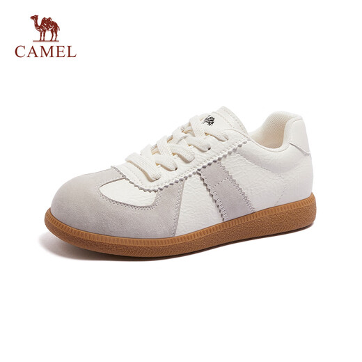 骆驼（CAMEL）德训鞋女复古撞色皮革拼接厚底休闲板鞋 L25A787002 米白  37 
