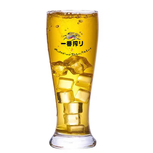 Ichiban-squeezed Japanese-style beer cup, personalized bar-specific cup, Japanese food shop Kirin Ichiban-squeezed thickened glass draft beer cup, Kirin waist-slimming 400ML