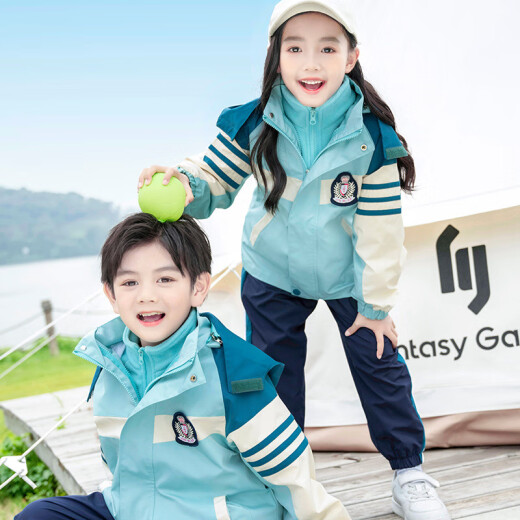 
Primary school uniforms, windbreaker clothes, autumn and winter clothes, three-piece set, first-grade sports class clothes, kindergarten clothes, spring and autumn clothes, T-shirts 6625 110 cm