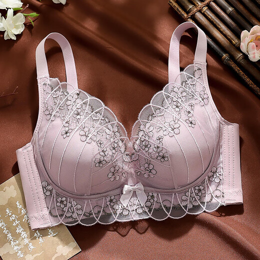 Modale bestickte kleine Brüste sehen groß aus und sammelte Unterwäsche für Frauen, Top-Kollektion Brusthebung und Anti-SAGGING-Einstellungstyp Stahlringless BH, Einzelstück 70a 32/B