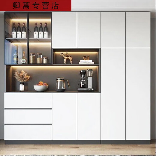 三栖虎2025新款实木餐边柜储物高柜一体靠墙现代客厅柜子家用酒柜靠墙柜 款15280*40*220包安装 白色全实木送货入户包安装