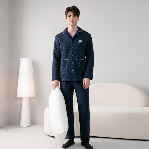 Fenton Pajamas Men's 7A Antibacterial Outer Pure Cotton 2025 Autumn and Winter New Warm Air Sandwich Couple Pajamas Home Clothing