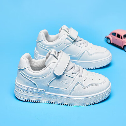 Warrior children's white shoes boys casual shoes girls board shoes campus sports shoes WZ(CL)-0238 white 35
