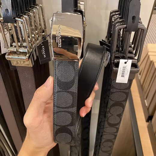 
Coach men's belt casual double-head print belt pin buckle version buckle carriage buckle width 3.8 gift box 120cm Chinese Valentine's Day classic print gun color carriage buckle + gun color c buckle