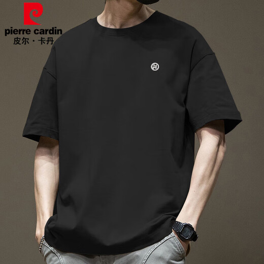 皮尔卡丹（pierre cardin）潮流美式短袖t恤男夏季纯棉圆领百搭休闲2025新款潮流宽松港风T恤 白色-1365短袖-100%纯棉 S 【建议80-110斤】