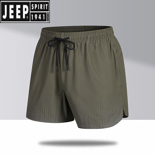 JEEP SPIRIT大码运动短裤男夏季薄款宽松加肥加大胖子健身跑步透气速干三分裤 6630黑色 L 100-120斤
