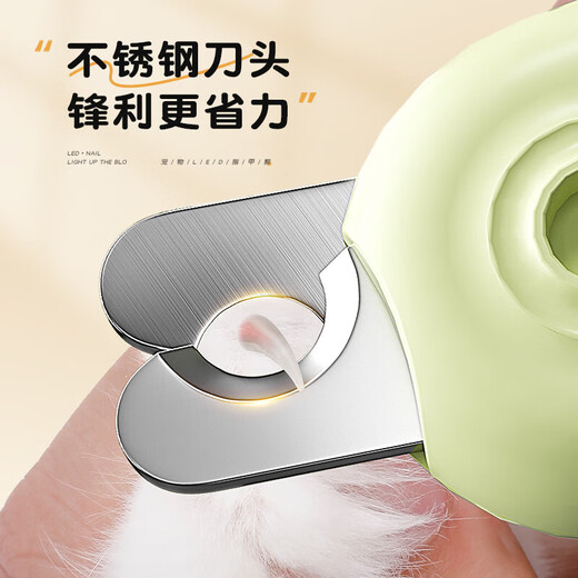 Cat nail scissors, special scissors for cats, dog pet knives and pliers, rabbit and puppy scissors with light, small dog supplies, matcha color nail scissors - free file