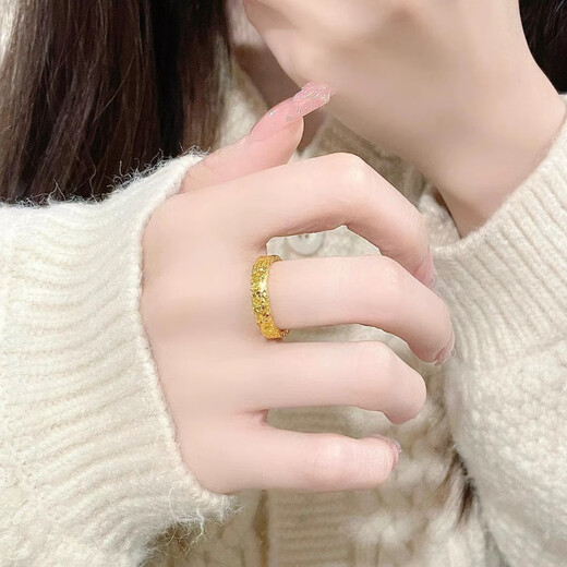 OINE gold-wrapped silver 999 pure gold broken ice gold ring female ring male and female couple ring gift for girlfriend No. 8