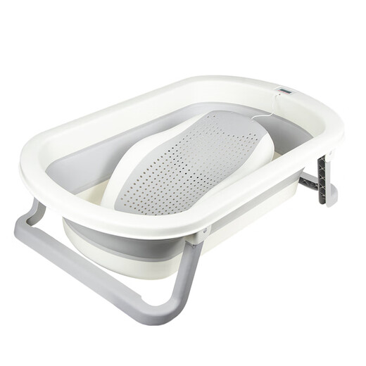 Rikang Baby Badewanne Klapperbecken Baby Elektronische Temperatur Badewanne mit Badbett RK-X1044-2 Grau