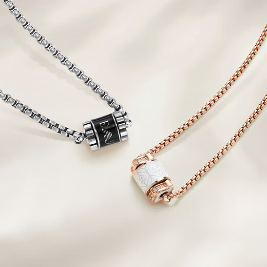 Armani necklace fashion bead transfer bead small waist clavicle chain necklace EGS2844040 men's black